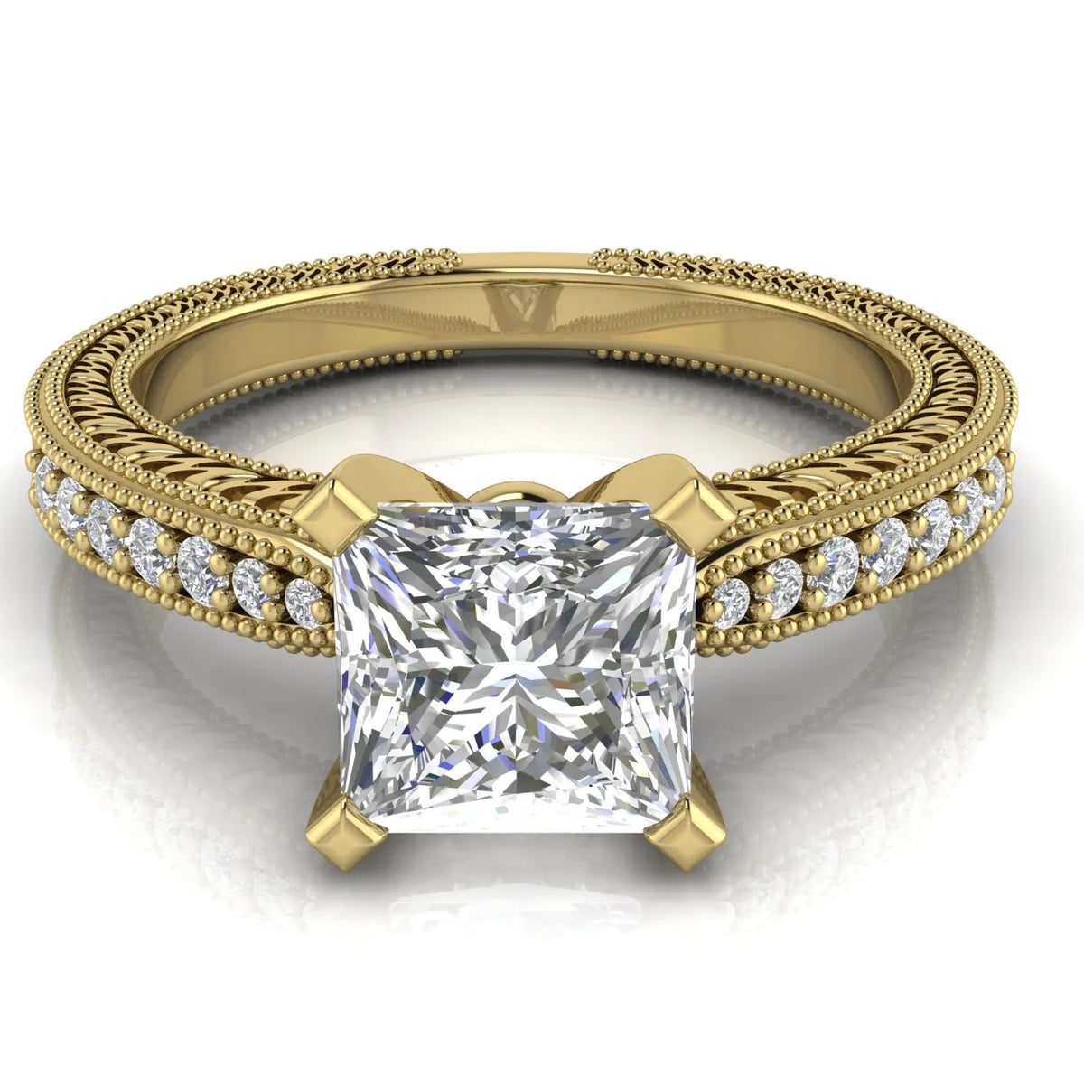 Vintage-Inspired Solitaire Ring with Accent Stones