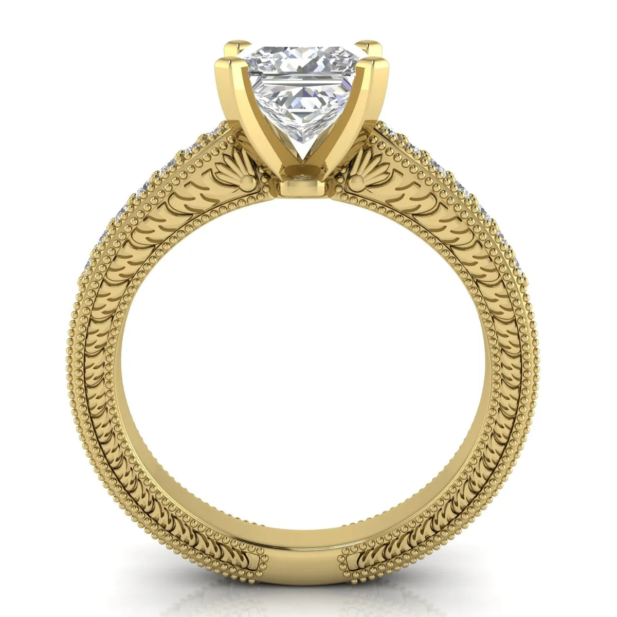 Vintage-Inspired Solitaire Ring with Accent Stones