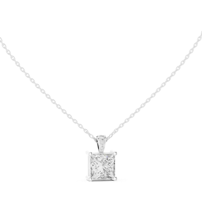 Royal Solitaire Pendant With Italian Chain Necklace – Round (925 Sterling Silver)