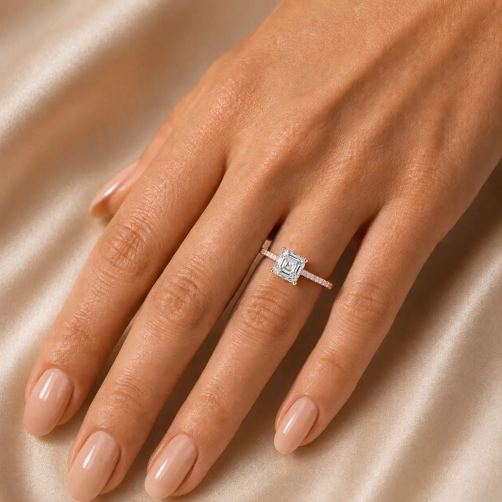 Elegant Pavé Solitaire Engagement Ring