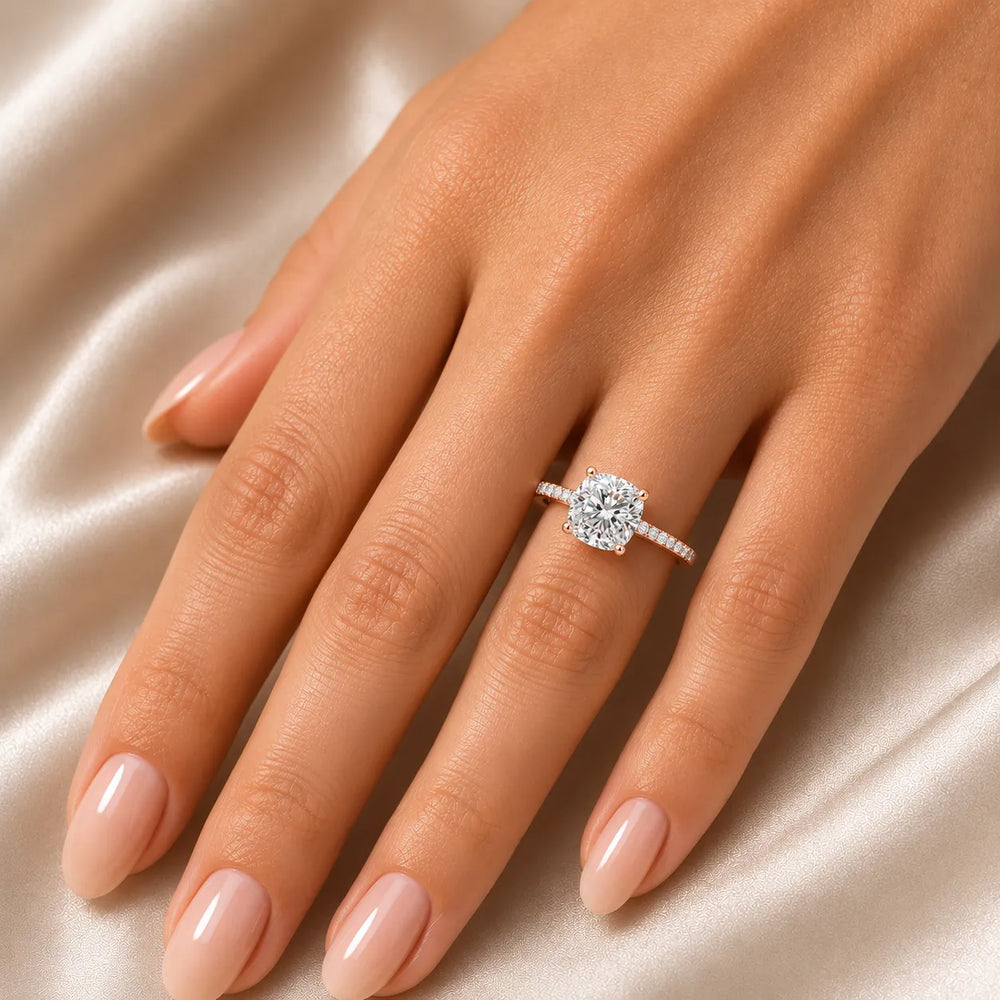 Elegant Pavé Solitaire Engagement Ring