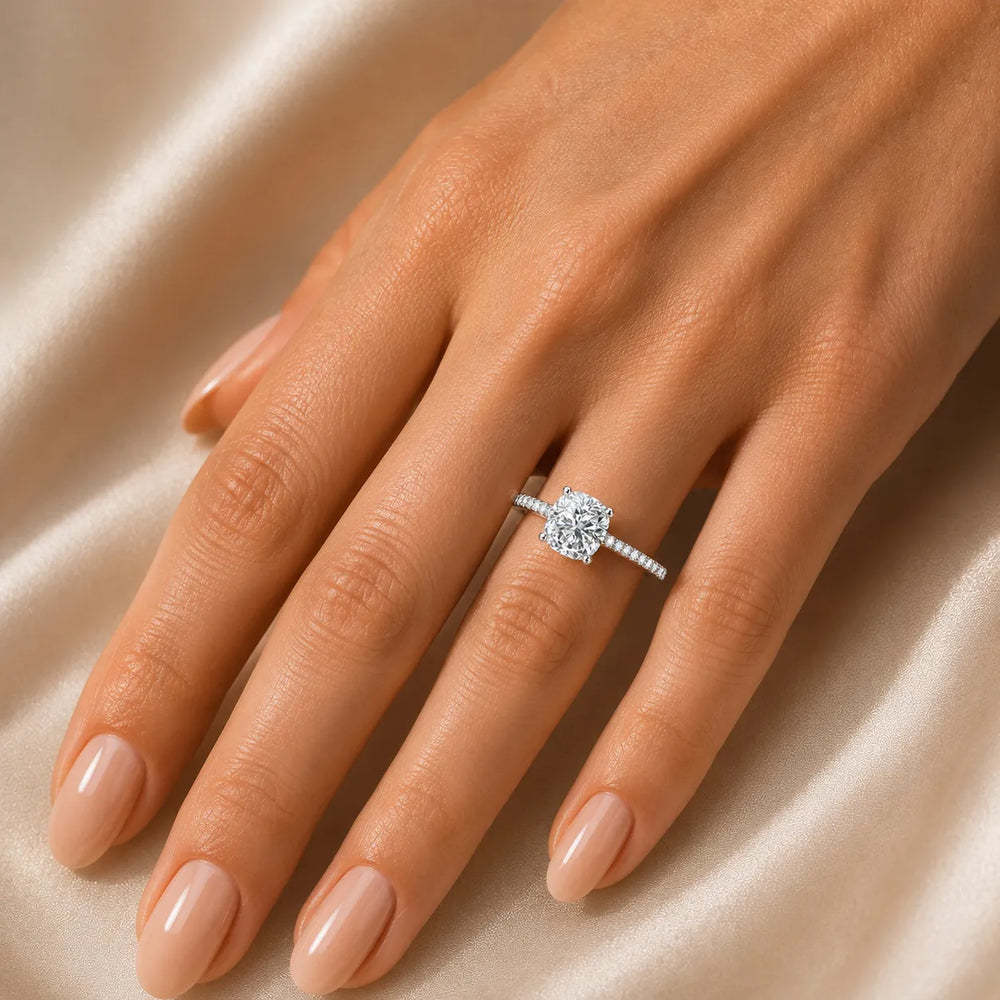 Elegant Pavé Solitaire Engagement Ring