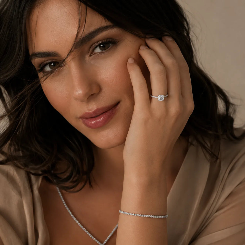 Elegant Pavé Solitaire Engagement Ring