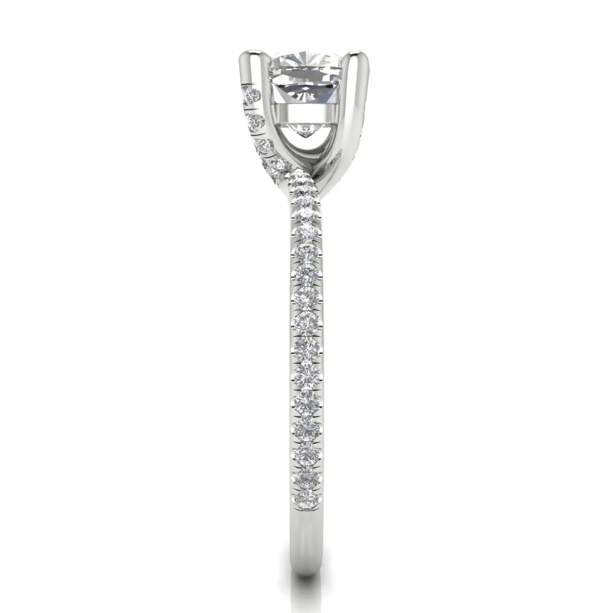 Elegant Pavé Solitaire Engagement Ring