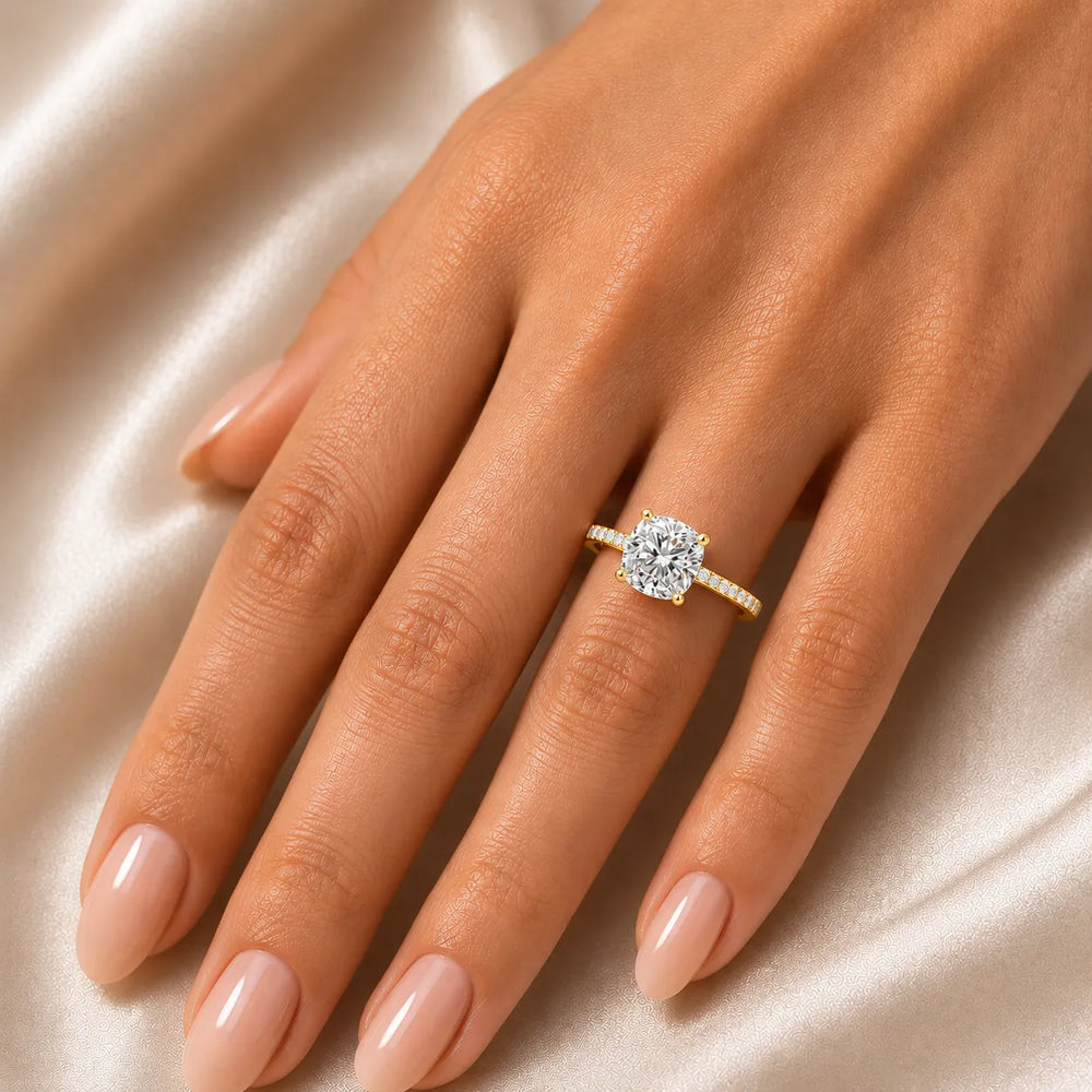Elegant Pavé Solitaire Engagement Ring