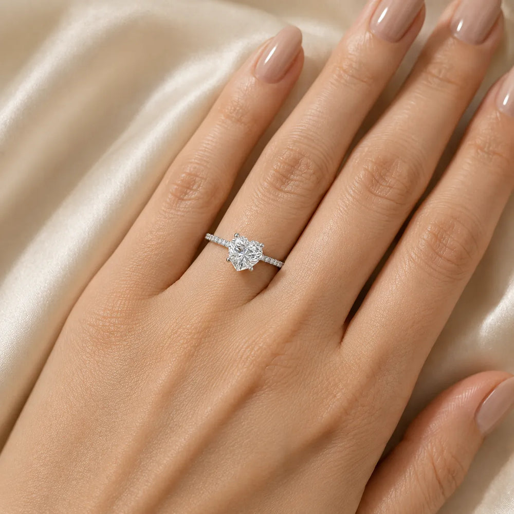 Elegant Pavé Solitaire Engagement Ring