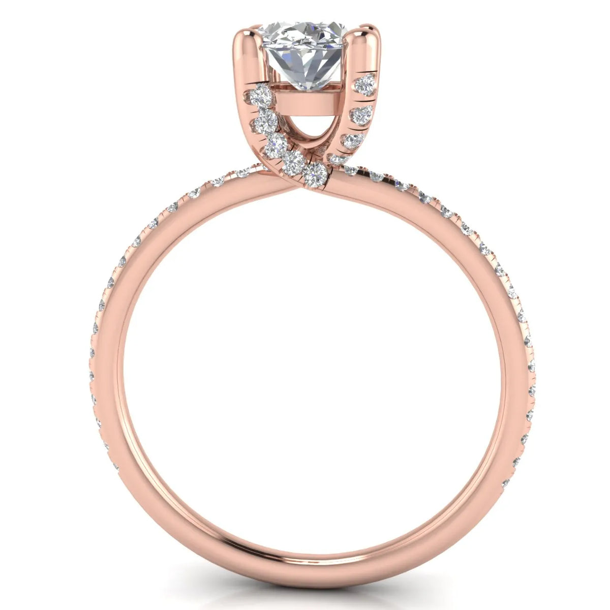 Elegant Pavé Solitaire Engagement Ring