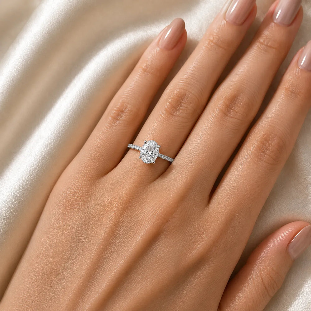Elegant Pavé Solitaire Engagement Ring