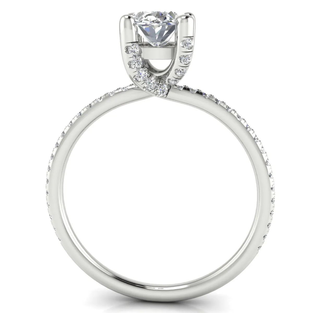 Elegant Pavé Solitaire Engagement Ring