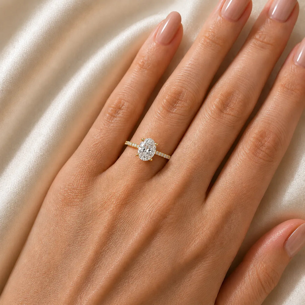 Elegant Pavé Solitaire Engagement Ring