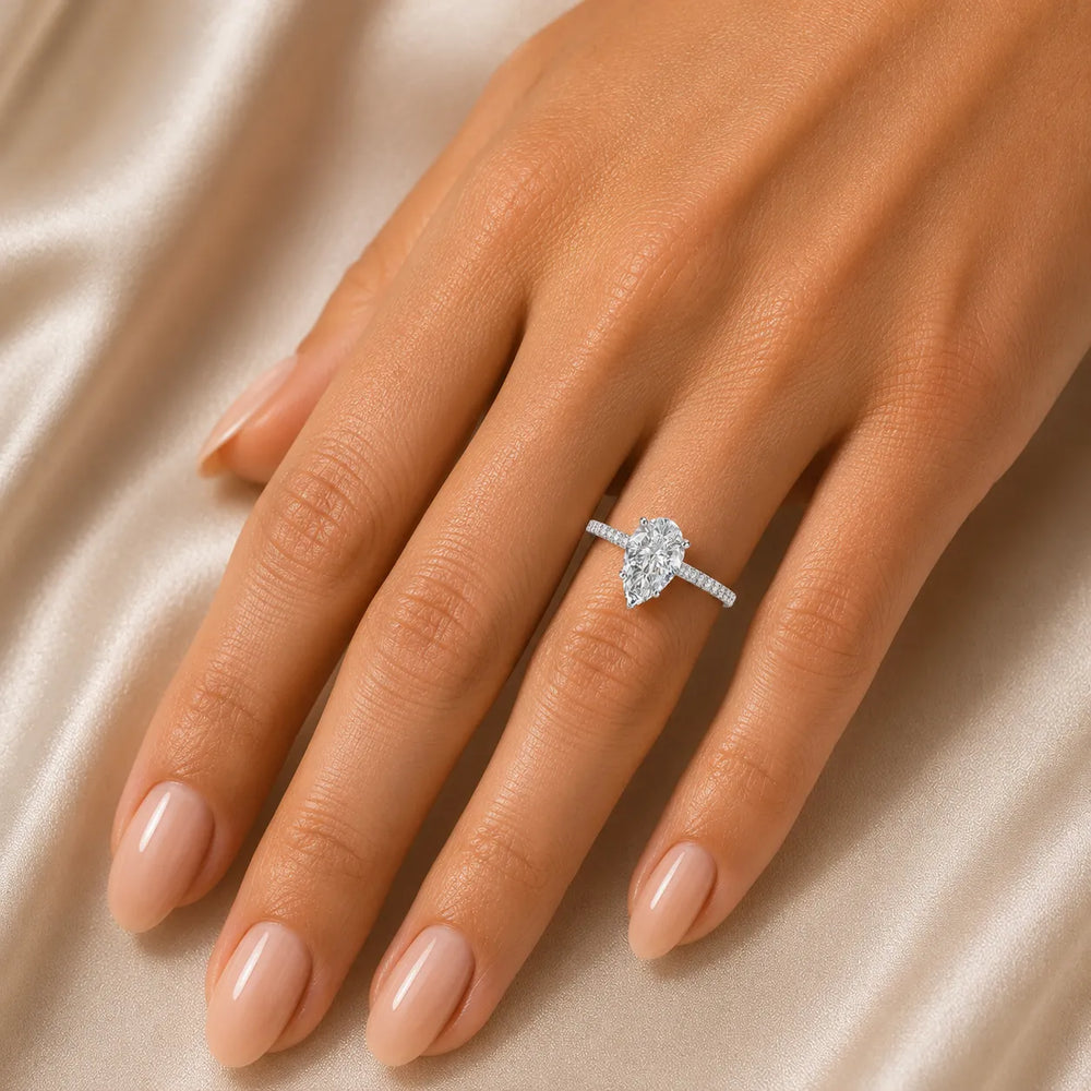 Elegant Pavé Solitaire Engagement Ring