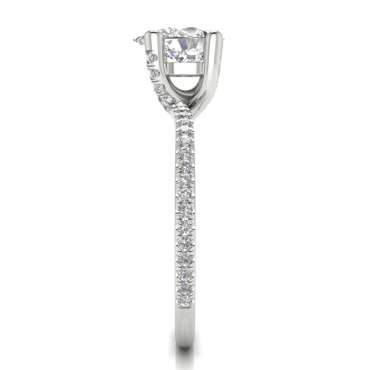 Elegant Pavé Solitaire Engagement Ring