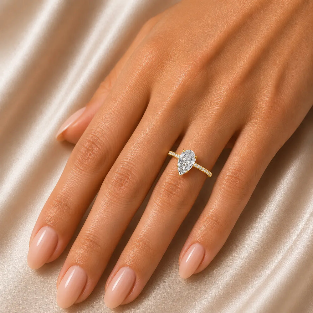 Elegant Pavé Solitaire Engagement Ring