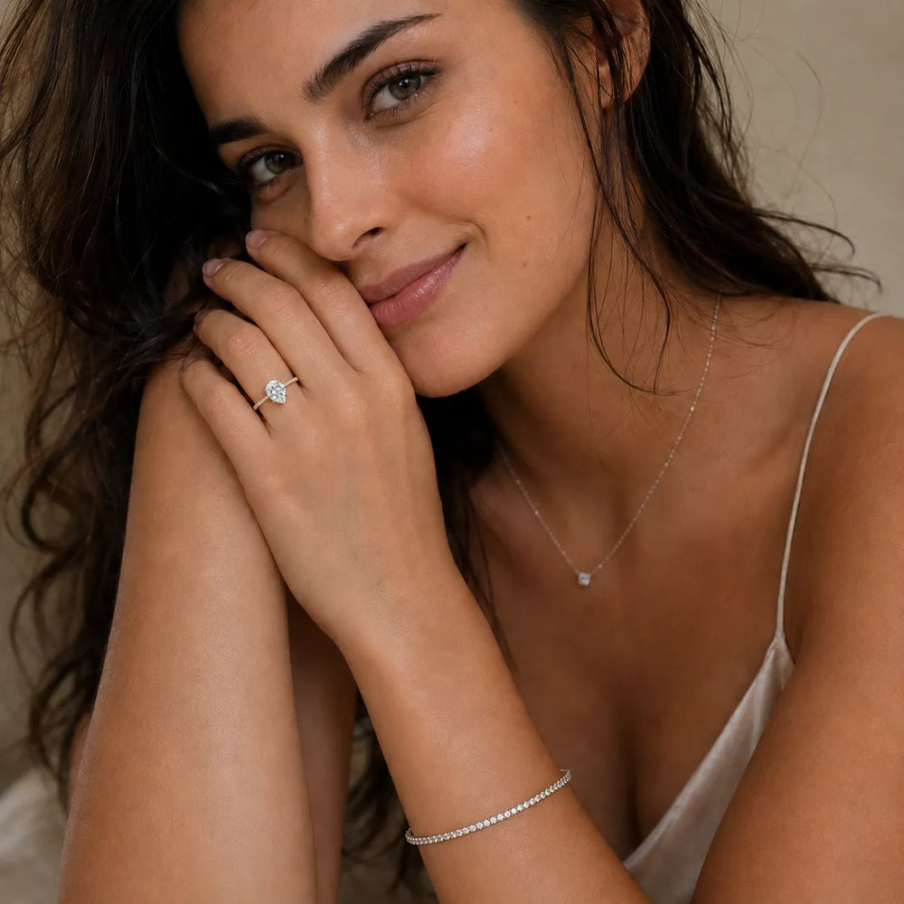 Elegant Pavé Solitaire Engagement Ring