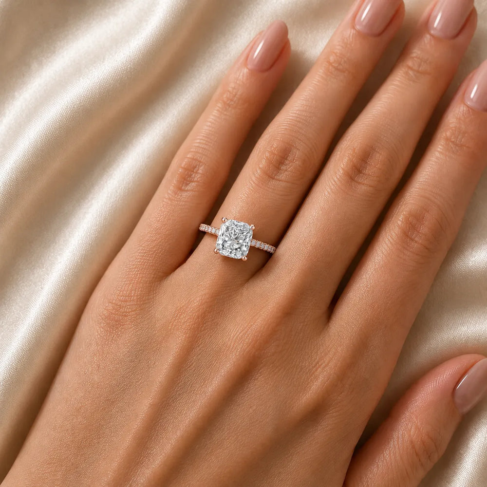Elegant Pavé Solitaire Engagement Ring