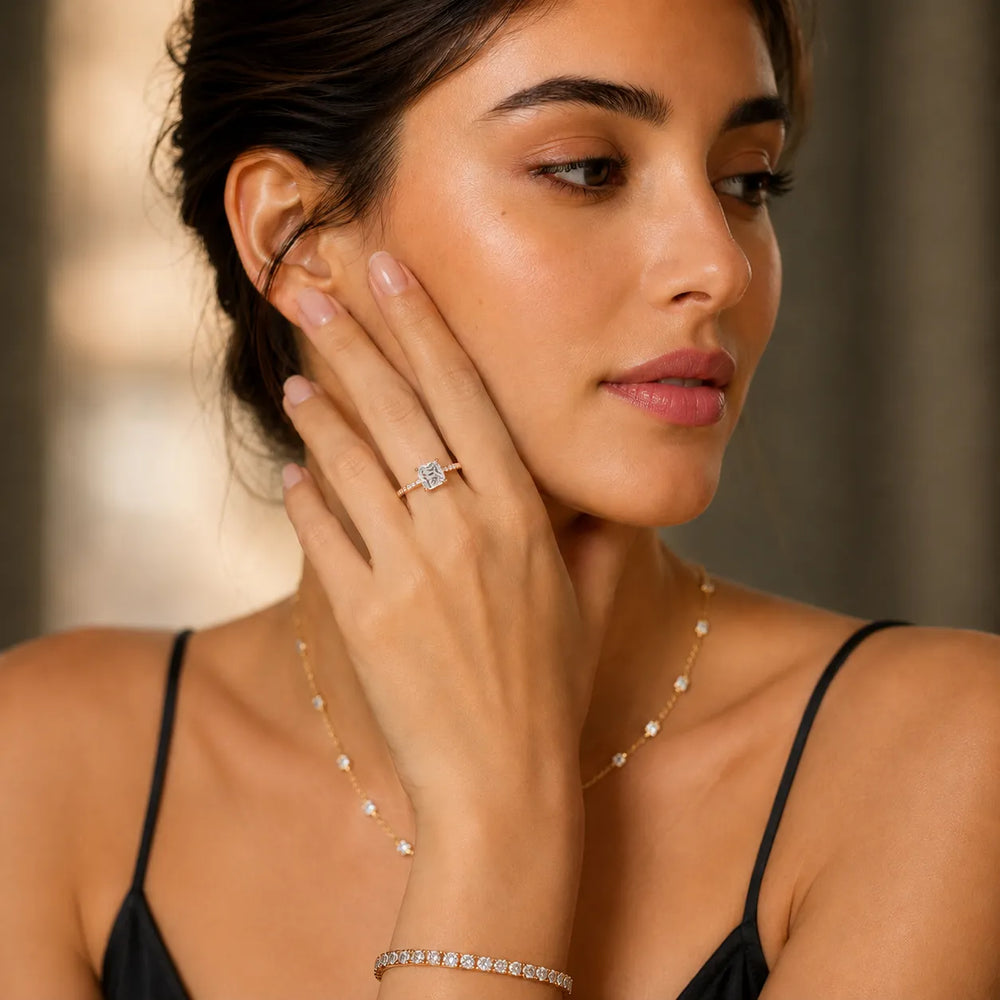 Elegant Pavé Solitaire Engagement Ring
