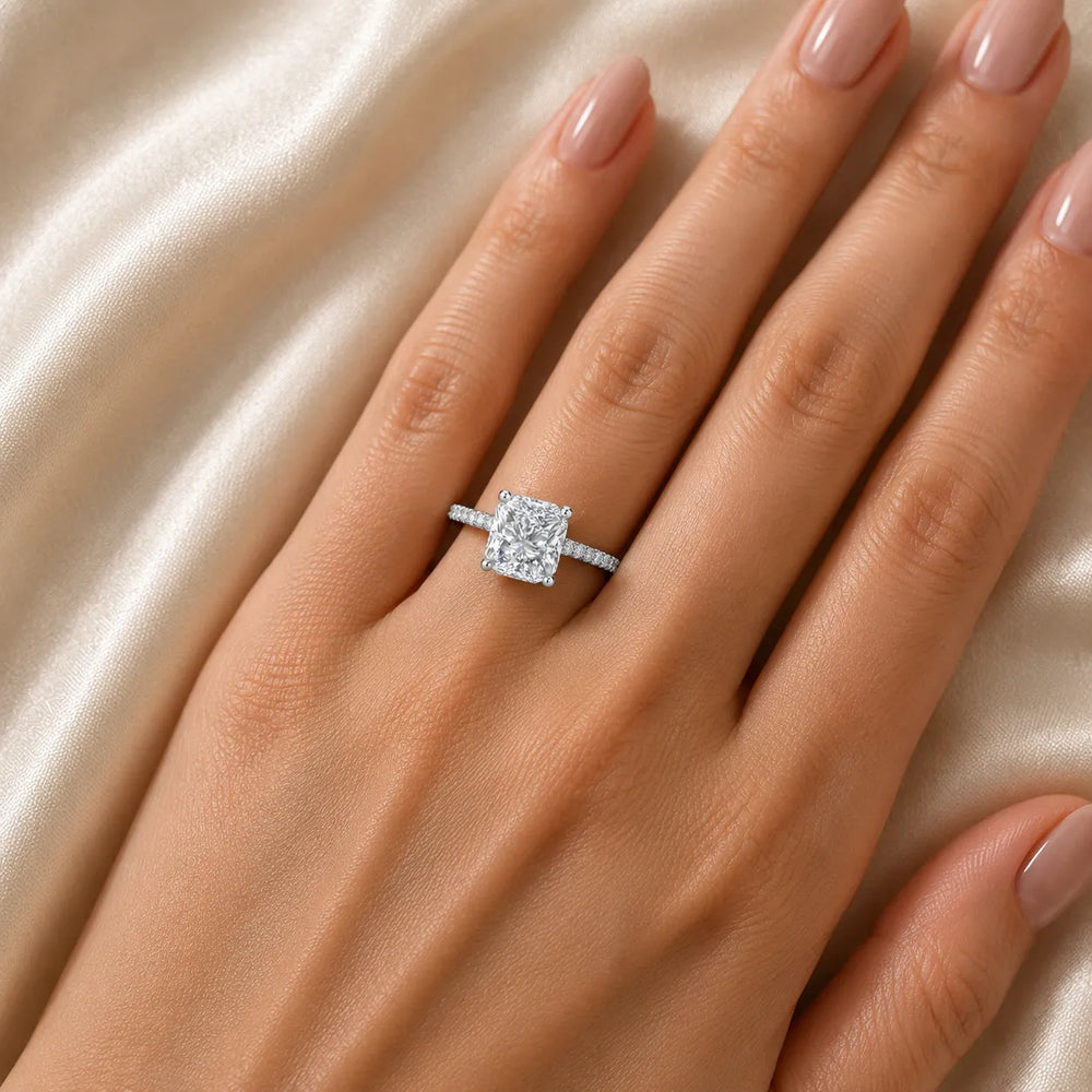 Elegant Pavé Solitaire Engagement Ring