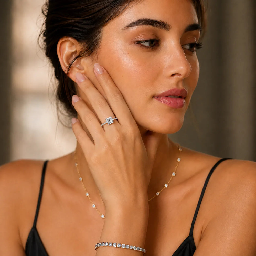 Elegant Pavé Solitaire Engagement Ring