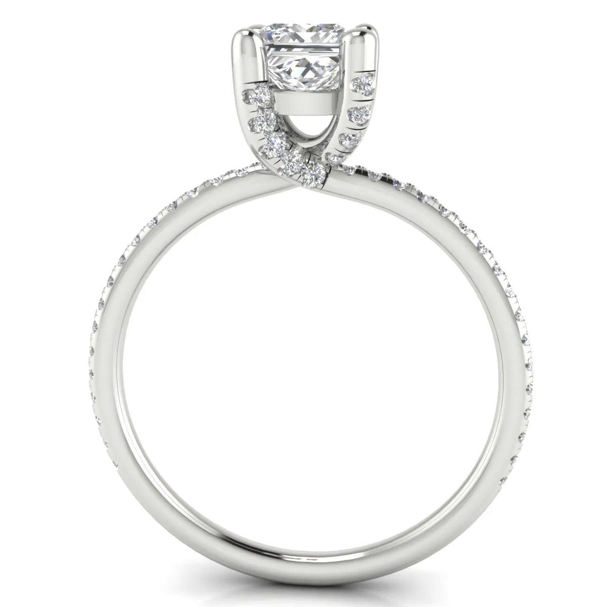 Elegant Pavé Solitaire Engagement Ring