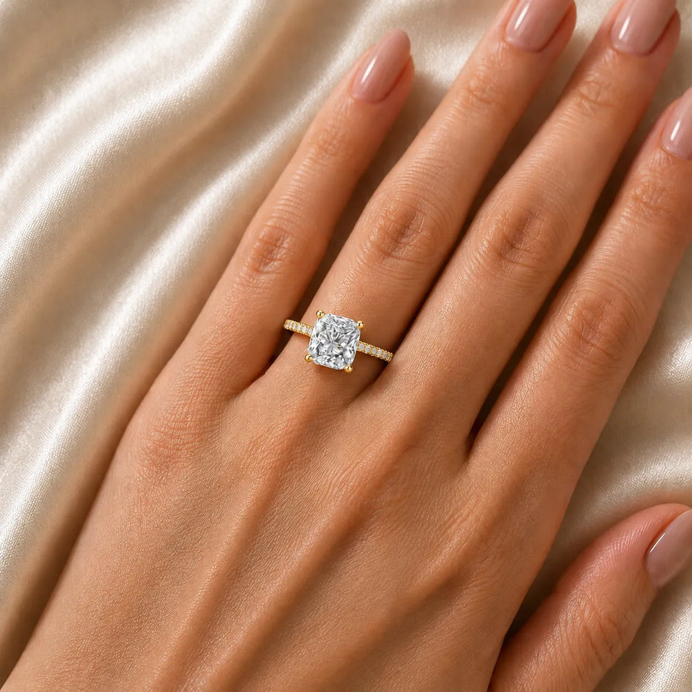 Elegant Pavé Solitaire Engagement Ring