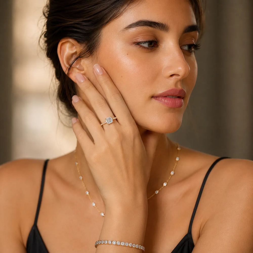 Elegant Pavé Solitaire Engagement Ring