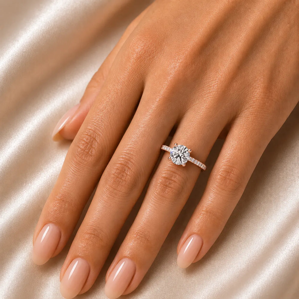 Elegant Pavé Solitaire Engagement Ring