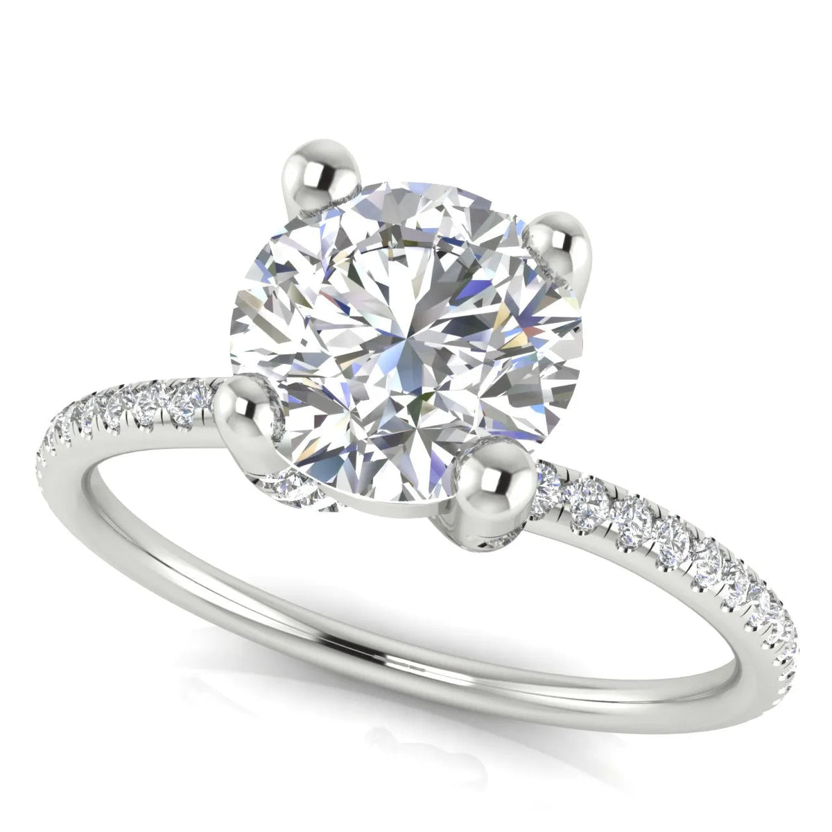 Elegant Pavé Solitaire Engagement Ring – Round (925 Sterling Silver)