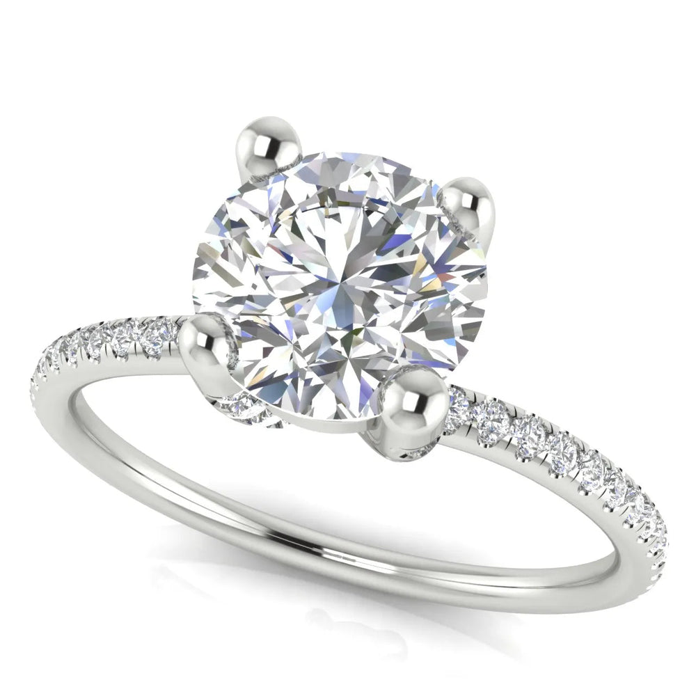 Elegant Pavé Solitaire Engagement Ring – Round (925 Sterling Silver)