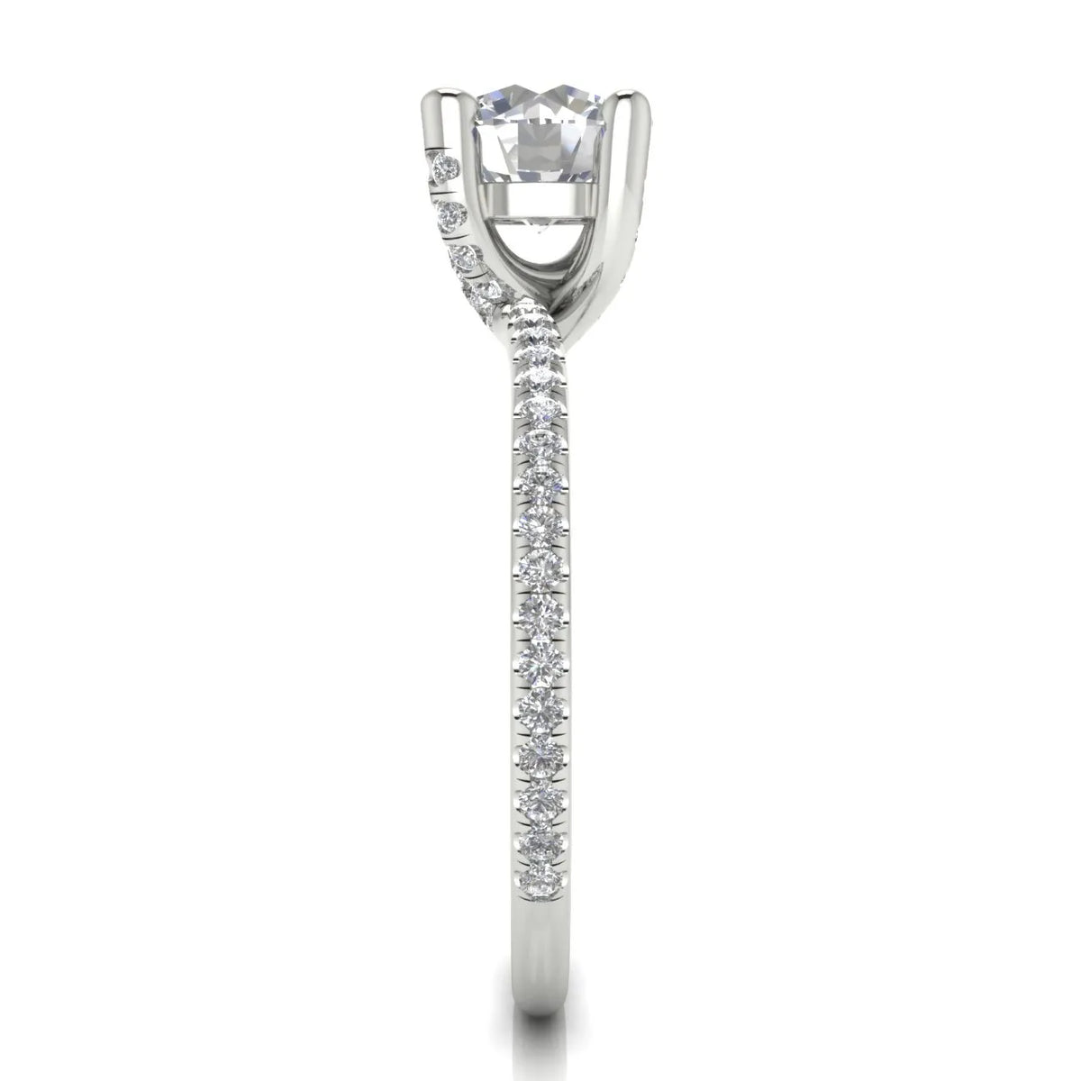 Elegant Pavé Solitaire Engagement Ring