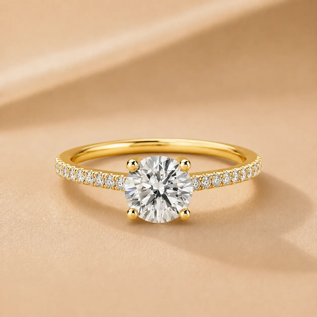 Elegant Pavé Solitaire Engagement Ring