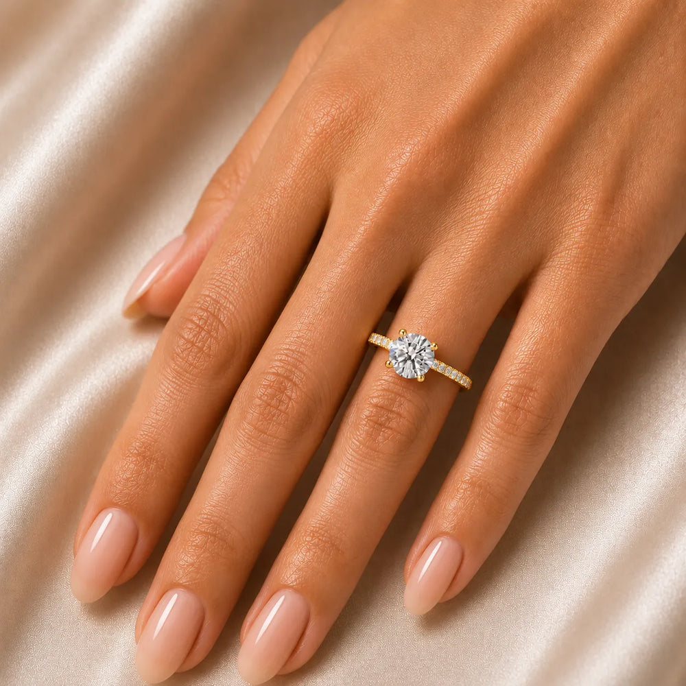 Elegant Pavé Solitaire Engagement Ring