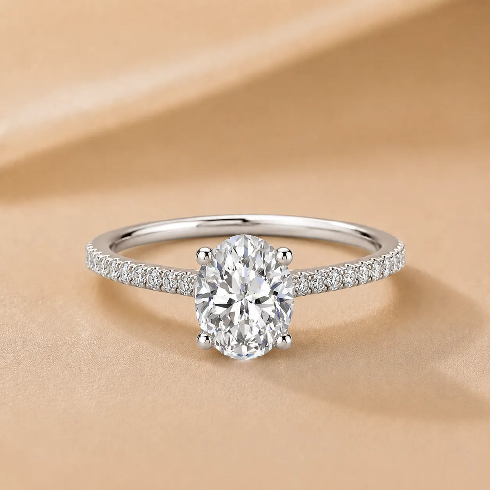 Elegant Pavé Solitaire Engagement Ring