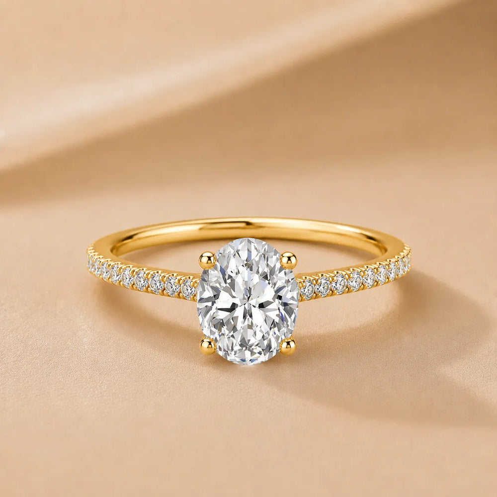 Elegant Pavé Solitaire Engagement Ring