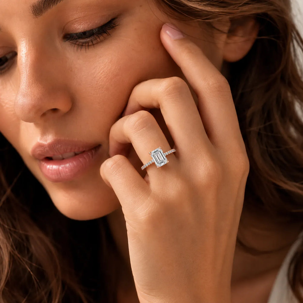 Elegant Pavé Solitaire Engagement Ring