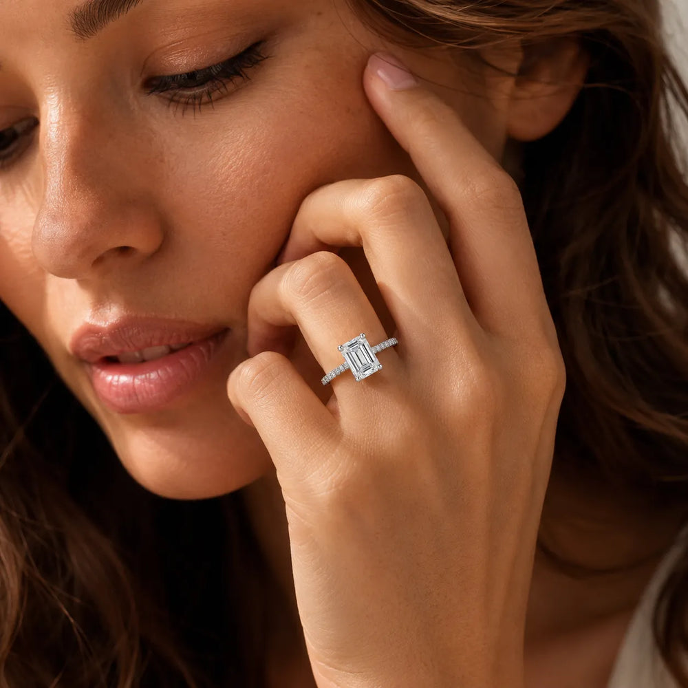 Elegant Pavé Solitaire Engagement Ring