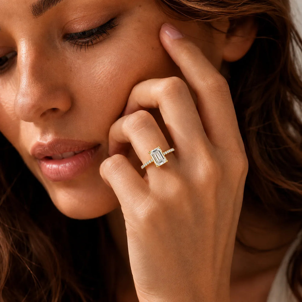 Elegant Pavé Solitaire Engagement Ring