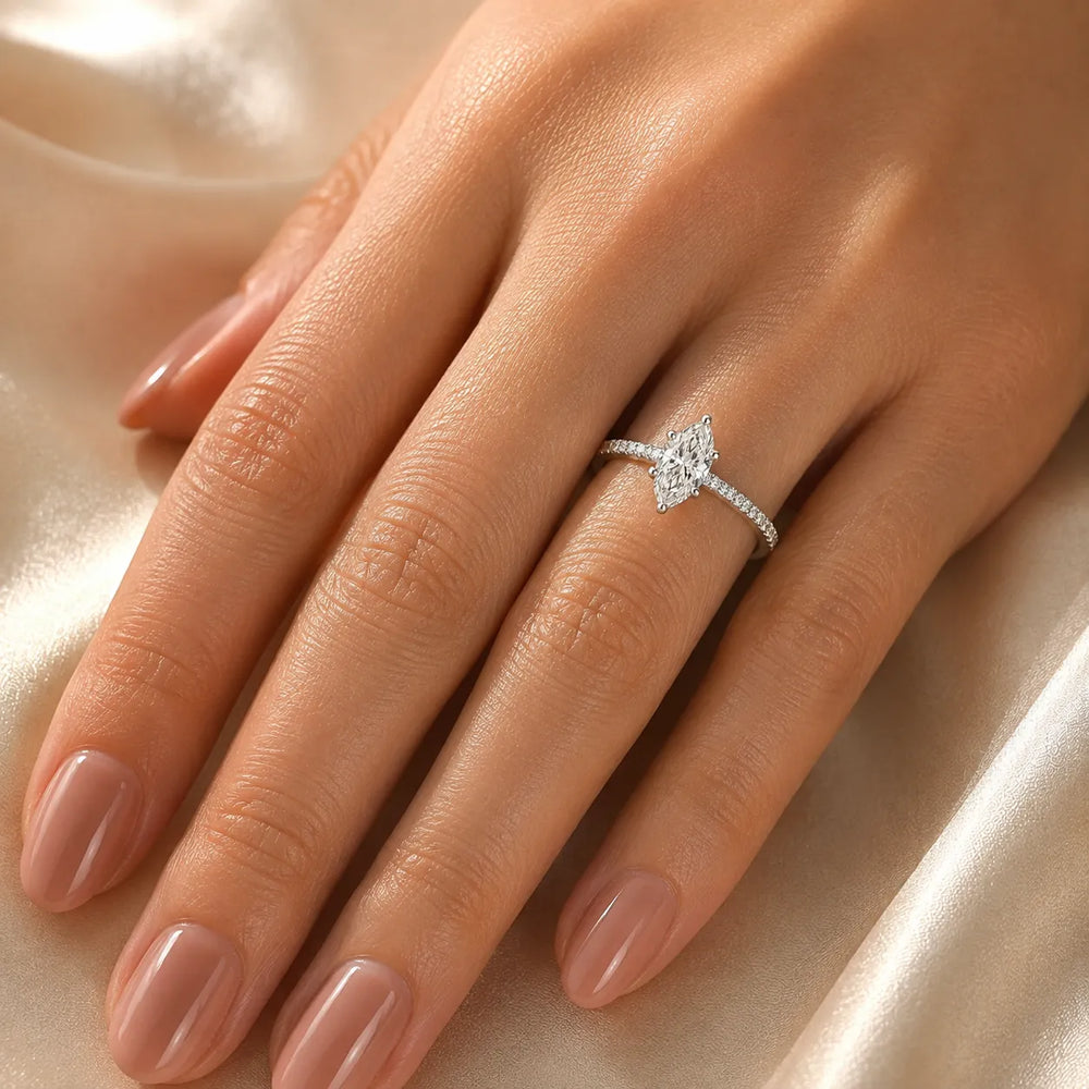 Elegant Pavé Solitaire Engagement Ring