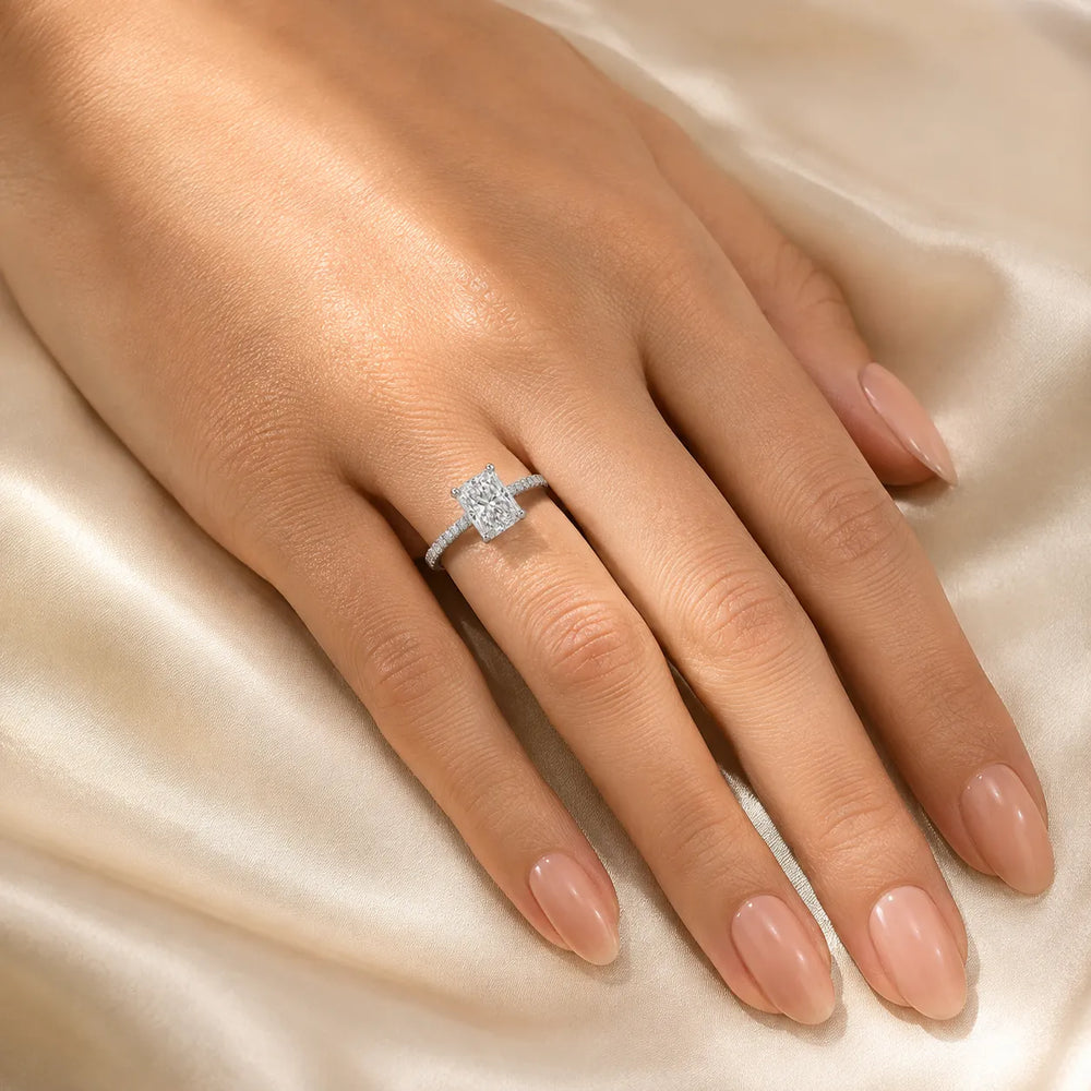 Elegant Pavé Solitaire Engagement Ring