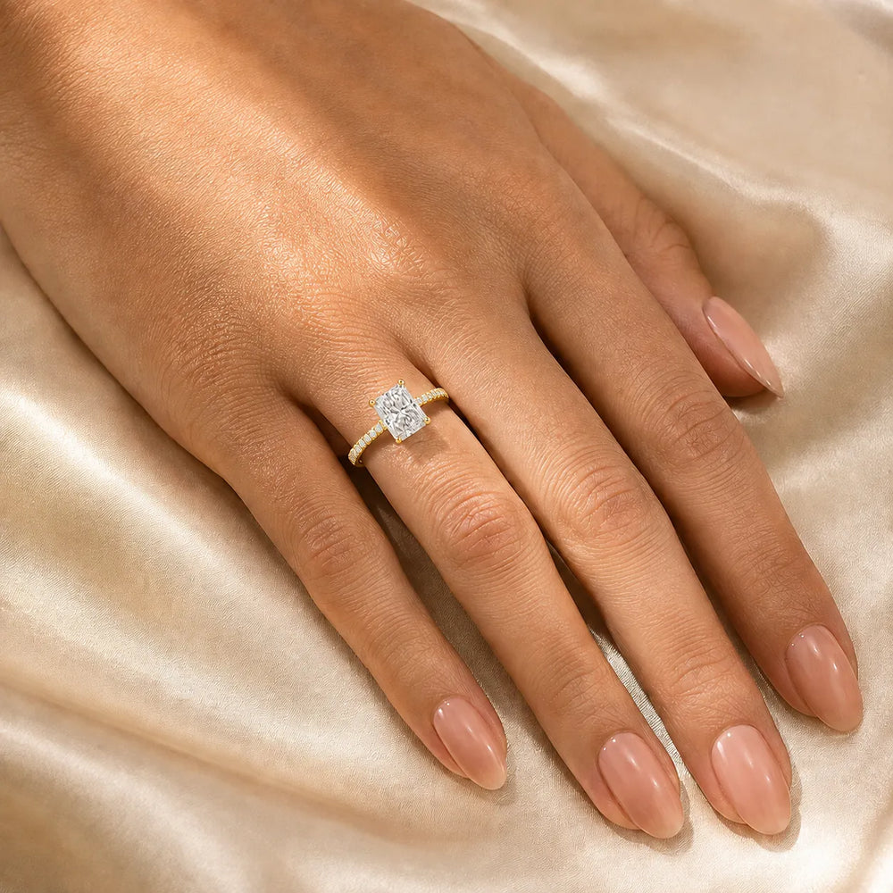 Elegant Pavé Solitaire Engagement Ring