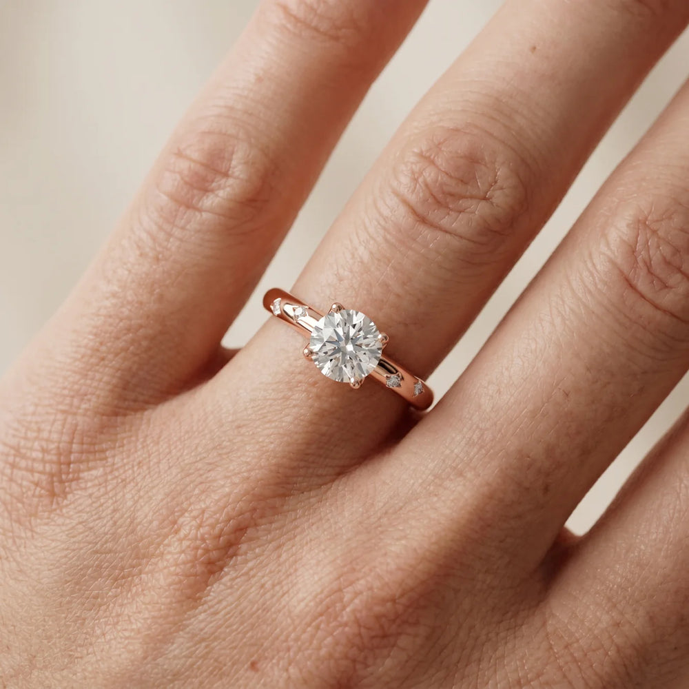 Petal Round Diamond Engagement Ring