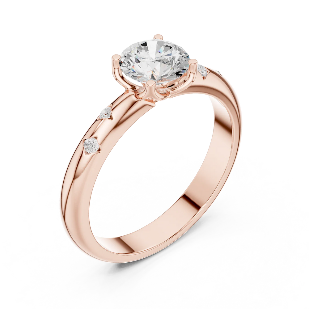 Petal Round Diamond Engagement Ring