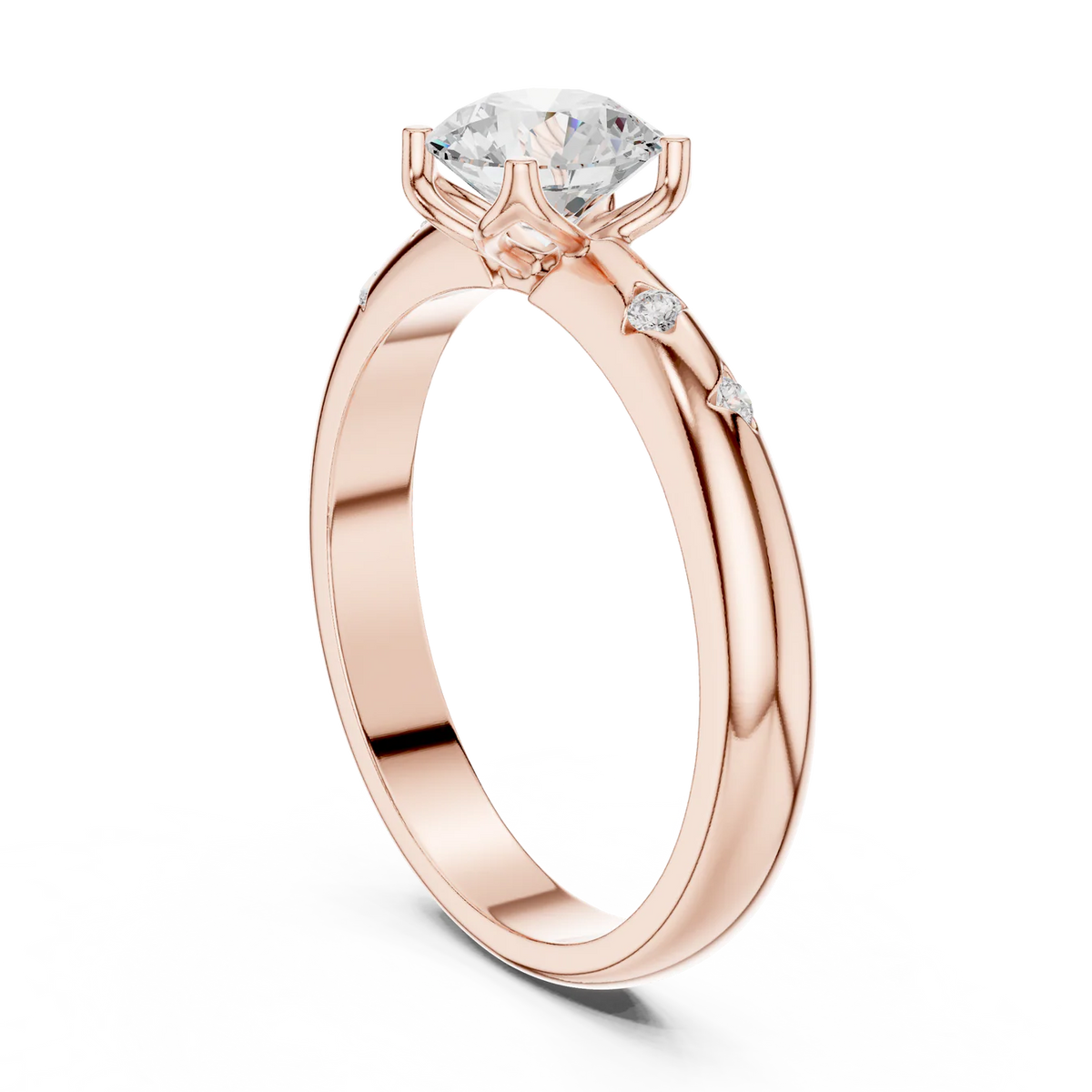 Petal Round Diamond Engagement Ring