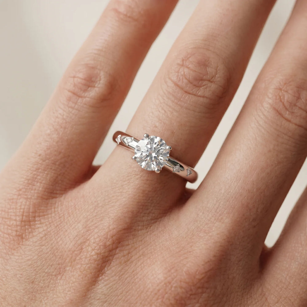 Petal Round Diamond Engagement Ring