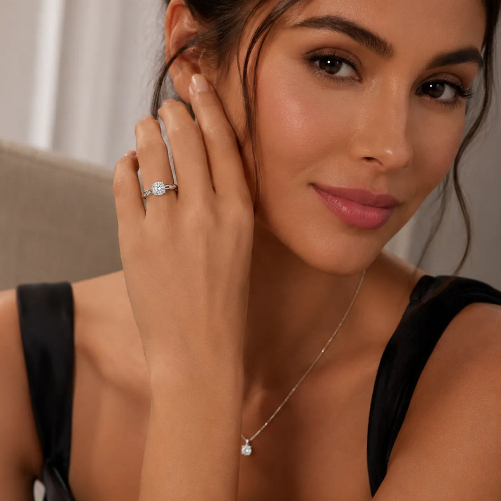 Petal Round Diamond Engagement Ring
