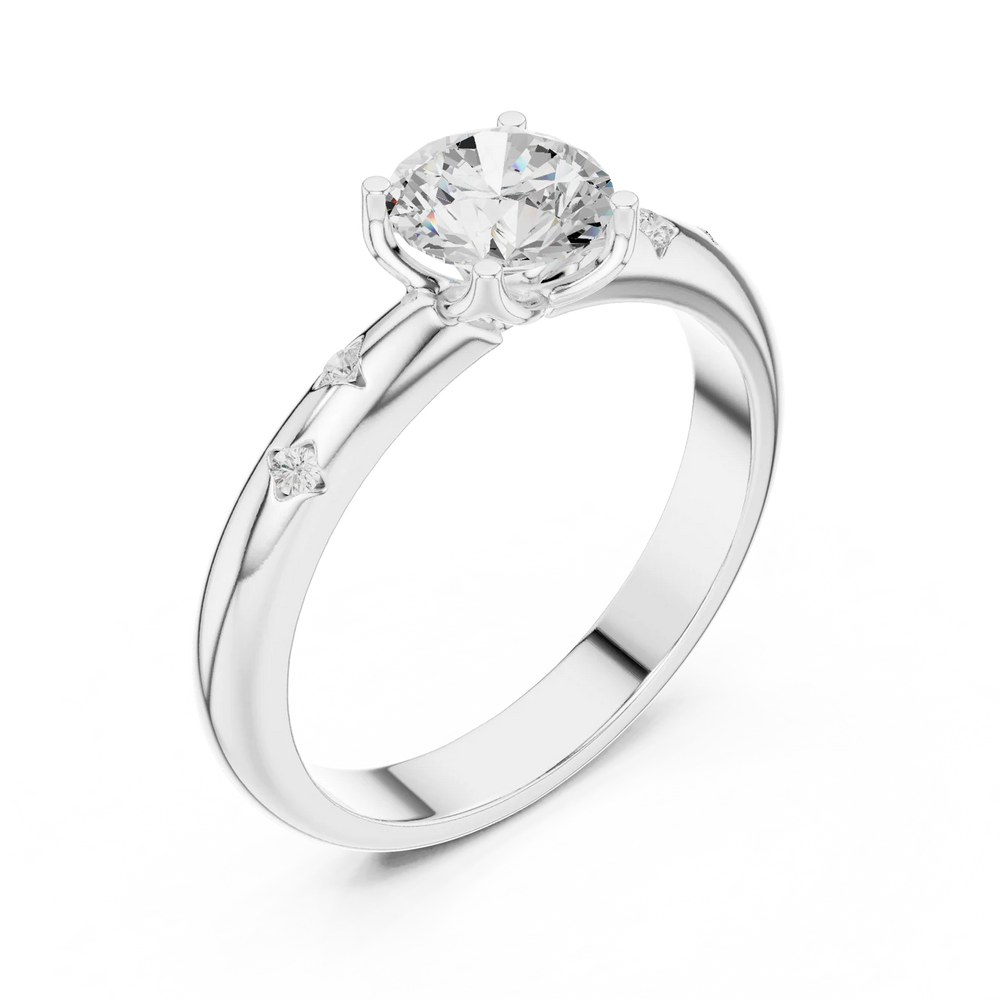 Petal Round Diamond Engagement Ring