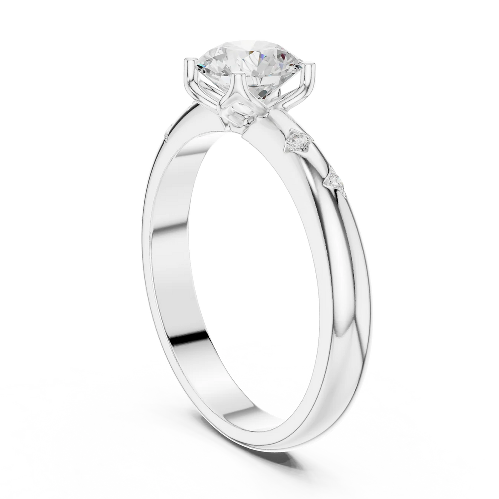 Petal Round Diamond Engagement Ring
