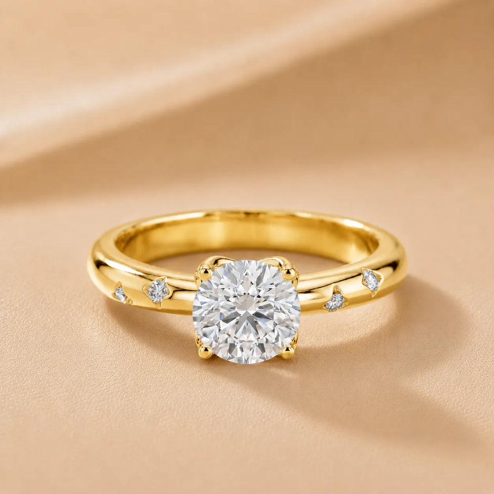 Petal Round Diamond Engagement Ring