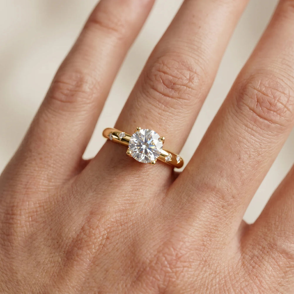 Petal Round Diamond Engagement Ring