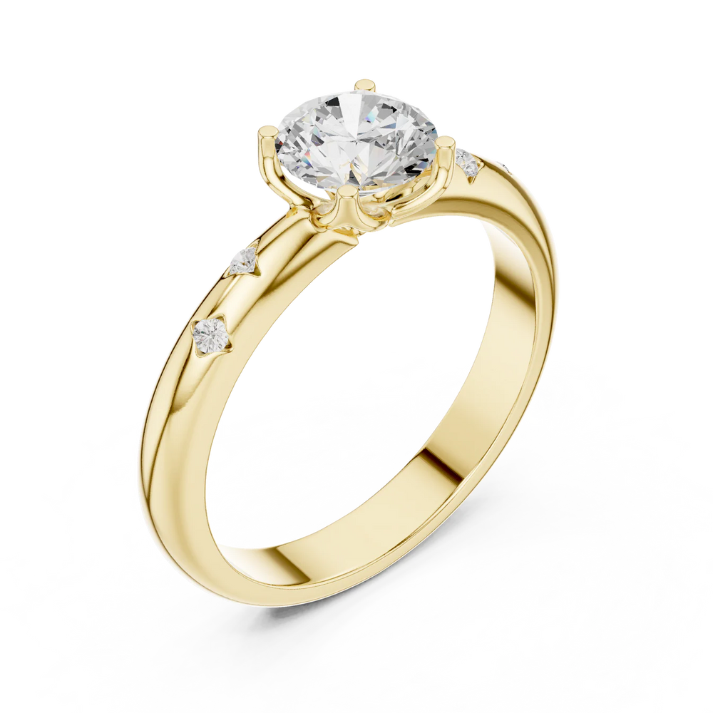 Petal Round Diamond Engagement Ring