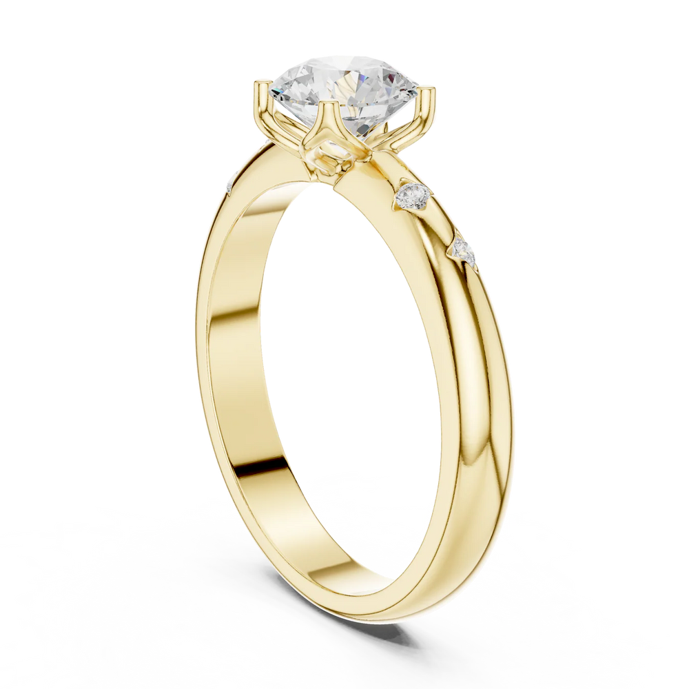 Petal Round Diamond Engagement Ring